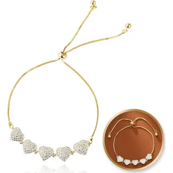 Náramek Flamenco Mystique Náramek na ruku chirurgická ocel pozlacený 14k zlatem, Srdce zirkony BST1534