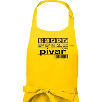 Kuchyňská zástěra Čárový kód pivař - Pánská zástěra na vaření - Univerzální velikost ( Žlutá )