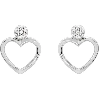 Náušnice Náušnice z bílého zlata ve tvaru srdce s diamanty FE25346W