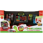 Pokladna velká digitální plast na baterie se zvukem se světlem v krabici 48x25x18cm