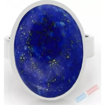 Prsten Stříbrný prsten (Ag 925/1000) s lapisem lazuli QAA, vel. kamene cca 21 x 16 mm, "noční obloha posetá hvězdami IV" (LL7873R)