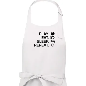 Kuchyňská zástěra Play eat sleep squash - Dámská zástěra na vaření - Univerzální velikost ( Bílá )