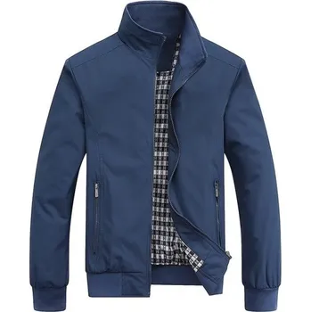 Pánská bunda Bunda na zip s vysokým límcem Lehká podzimní bunda s podšívkou Elegantní bunda na volný čas Větruodolná bunda do města i přírody modrá XL