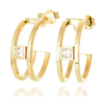 Náušnice Náušnice ze žlutého zlata se zirkonem NA1767F + DÁREK ZDARMA