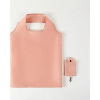 Nákupní taška Skládací nákupní taška 38 x 58 cm Barevná taška z polyesteru Opakovaně použitelná taška s karabinou Kompaktní taška do kapsy lososová