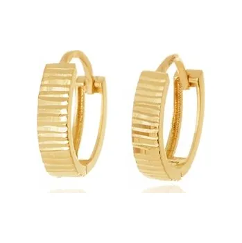 Náušnice Náušnice ze žlutého zlata gravírované NA1765F + DÁREK ZDARMA