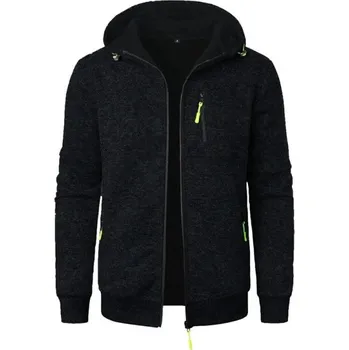 Pánská bunda s kapucí na zip Sportovní přechodová bunda s kapsami Kontrastní zipy Měkká bunda na jaro podzim do města i na výlety černá XS