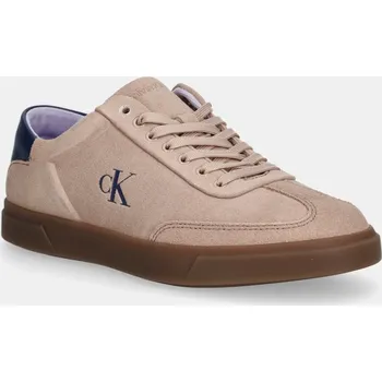 Dámské tenisky Kožené tenisky Calvin Klein LOW PRO CUPS LACE UP béžová barva, HW0HW02683 80X, EUR 39