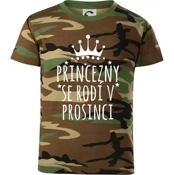 Chlapecké oblečení Princezny se rodí v prosinci - Dětské maskáčové triko - 104-110cm / 3-4 roky ( Hnědý maskáč )