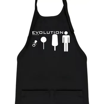 Kuchyňská zástěra Evoluce ženy - Dětská zástěra na vaření - Univerzální velikost ( Černá )