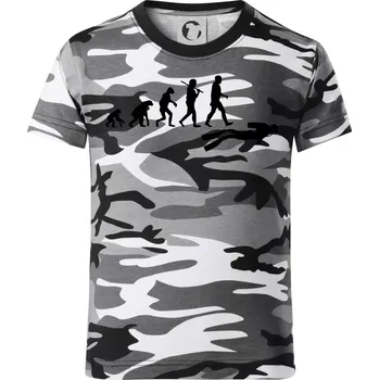 Chlapecké tričko Evoluce potápění - Dětské maskáčové triko - 146 cm/10 let ( Šedý maskáč )