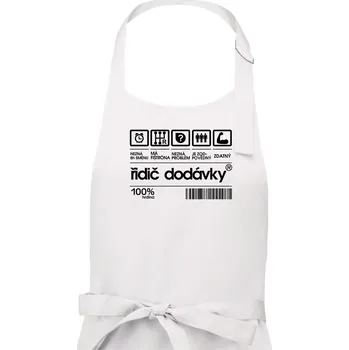 Kuchyňská zástěra Čárový kód - řidič dodávky - Pánská zástěra na vaření - Univerzální velikost ( Bílá )