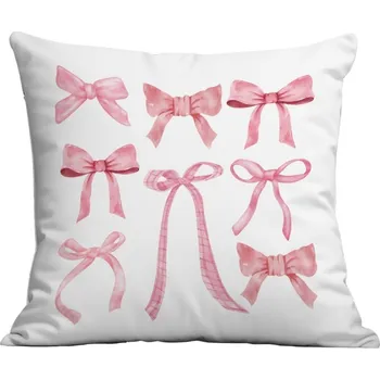 Povlak na polštářek Flamenco Mystique Povlak na polštář 45x45 cm bílý a růžový s motivem BOWS POD230