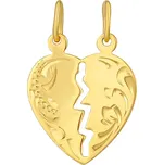 Partnerský zlatý přívesek srdce Aileen ze žlutého zlata