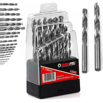 Vrták MAR-POL Sada vrtáků HSS do kovu 19ks 1mm – 10mm 00461