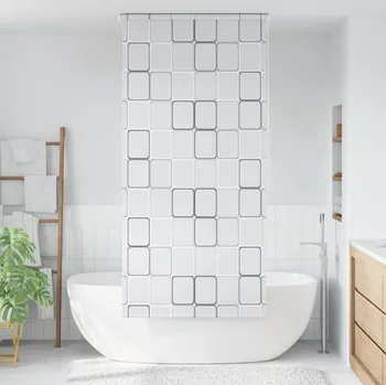 Sprchový závěs Sprchová roleta 80 x 240 cm čtvercový vzor IM_142847