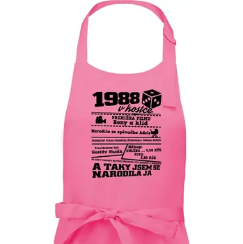 Kuchyňská zástěra 1988 v kostce - Dámská zástěra na vaření - Univerzální velikost ( Růžová )