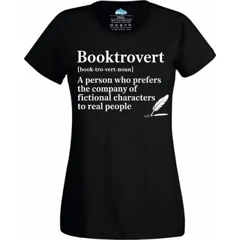 Dámské tričko Knižní introvert Booktrovert (Velikost: 4XL, Barva: Černá)