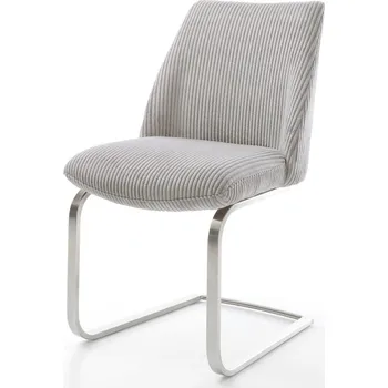 Jídelní židle DELIFE Jídelní židle Elso-Flex plyšový manšestr stříbrně šedá jídelní židle plochá nerezová ocel taštičkové pružiny