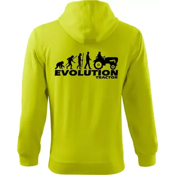 Pánská mikina Evoluce traktor - Mikina s kapucí na zip trendy zipper - 3XL ( Limetková )