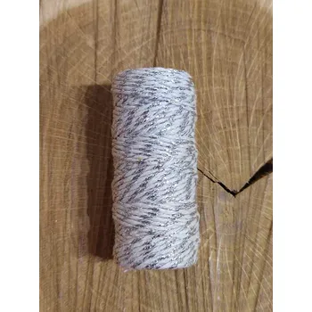 Bavlněná šňůra Ø1,5 mm s lurexem vánoční, barva režná stříbrná