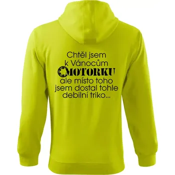 Pánská móda Chtěl jsem dostat motorku - Vánoce - Mikina s kapucí na zip trendy zipper - XL ( Limetková )