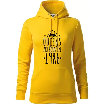 Dámská mikina Queens are born in 1986 - Mikina dámská Cape s kapucí - XS ( Žlutá )