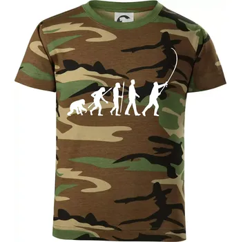 Chlapecké tričko Evoluce rybaření - Dětské maskáčové triko - 104-110cm / 3-4 roky ( Hnědý maskáč )