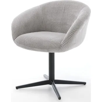 Jídelní židle DELIFE Jídelní židle Vinka-Flex s područkami manšestr stříbrně šedá křížová podnož černá otočný 360° taštičkové pružiny