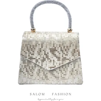 SALOM Dámské večerní kabelka, psaníčko s rukojeti JK24-7 Barvy: zlatá