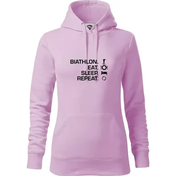 Dámská mikina Biathlon Eat Sleep Repeat - Mikina dámská Cape s kapucí - S ( Orchid )