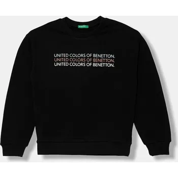 Chlapecká mikina Dětská bavlněná mikina United Colors of Benetton 3J68C10Q0.G.seasonal černá 99X, vel. 140