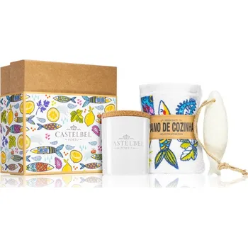 Kosmetická sada Castelbel Sardine Soap + Candle + Kitchen Cloth + Bookmarker