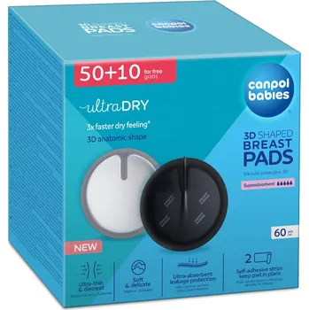 Vložka do podprsenky CANPOL BABIES Vložky do podprsenky prodyšné tvarované 3D černé, 50+10ks
