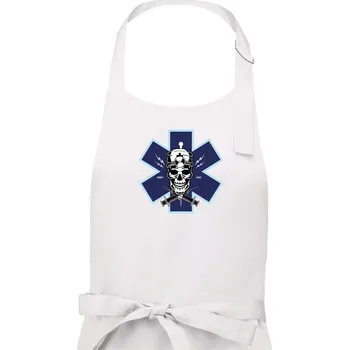 Kuchyňská zástěra Lebka lékař - Dámská zástěra na vaření - Univerzální velikost ( Bílá )