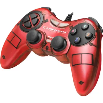 Herní příslušenství Esperanza Vibrační gamepad k PC s USB FIGHTER, červený 72636&nbsp;EGG105R