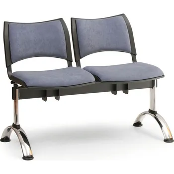 Čalouněná lavice SMART, 2-sedák - chromované nohy, modrá