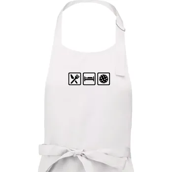 Kuchyňská zástěra Eat sleep florbal v řadě - Dámská zástěra na vaření - Univerzální velikost ( Bílá )