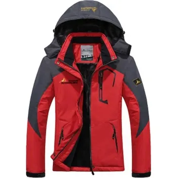 Pánské oblečení Zateplená outdoorová bunda na zip Nepromokavá bunda s kapucí Turistická bunda s podšívkou Bunda do hor na chladné počasí červená XL