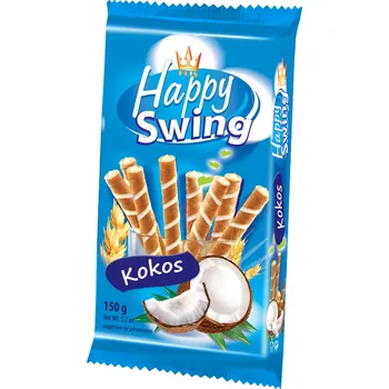ZPC FLIS, Sp.j. , Kuranów 12, Radziejowice, Polsko HAPPY SWINGS - trubičky s kokosovou náplní 150g