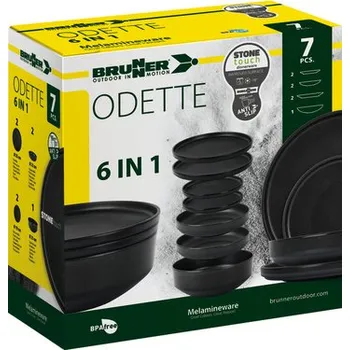 Sada nádobí Melaminová sada nádobí ODETTE 6v1 černá, 7dílná, pro 2 osoby.