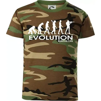 Evoluce biatlonu Biathlon - Dětské maskáčové triko - 134 cm/8 let ( Hnědý maskáč )