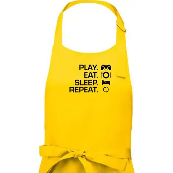 Kuchyňská zástěra Play Eat Sleep Repeat game - Pánská zástěra na vaření - Univerzální velikost ( Žlutá )