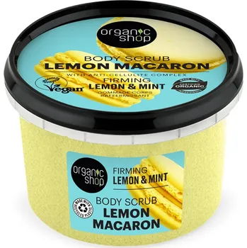 Koupelová kosmetika Organic Shop Zpevňující tělový peeling Lemon Macaron Citron a máta (Firming Body Scrub) 250 ml + 2 měsíce na vrácení zboží