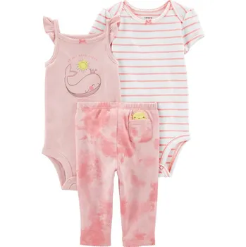Kojenecká souprava CARTER'S Set 3dílný legíny, body kr. rukáv, body bez rukávů Pink Whale dívka LBB 3m