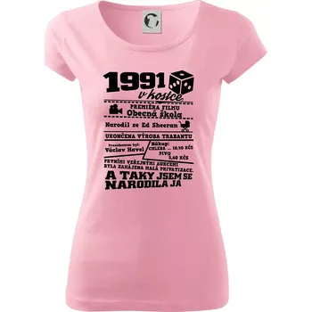 Dámské tričko 1991 v kostce - Dámské triko Pure - XS ( Růžová )