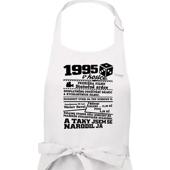 Kuchyňská zástěra 1995 v kostce - Pánská zástěra na vaření - Univerzální velikost ( Bílá )