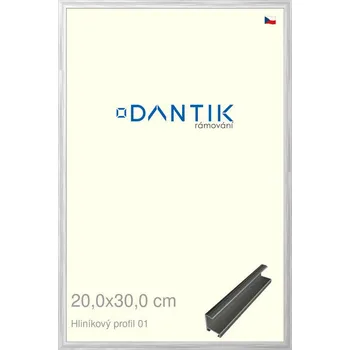 Rám na obraz DANTIK rámeček 20x30 | ALU profil 7001 Stříbrná lesklá (Sklo Čiré) (Vyrobeno s láskou u nás v DANTIKU)