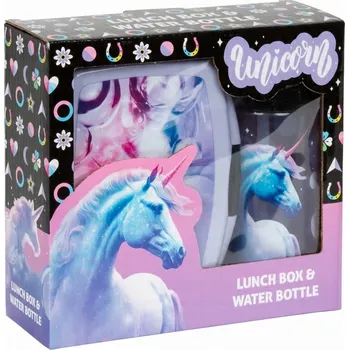 Svačinový box Sada lahev na pití a svačinový box Derform, barevné dětské boxy na oběd, dózy do 401 ml