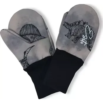 Rukavice ESITO | Palcové rukavice softshell Dino dobrodruh - šedá / 5 - 7 let
